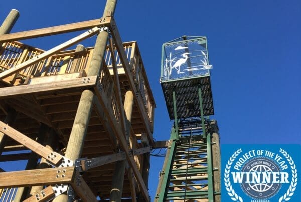 Outdoor elevator on observation tower at Maryland state park - 2019 project of the year award winner