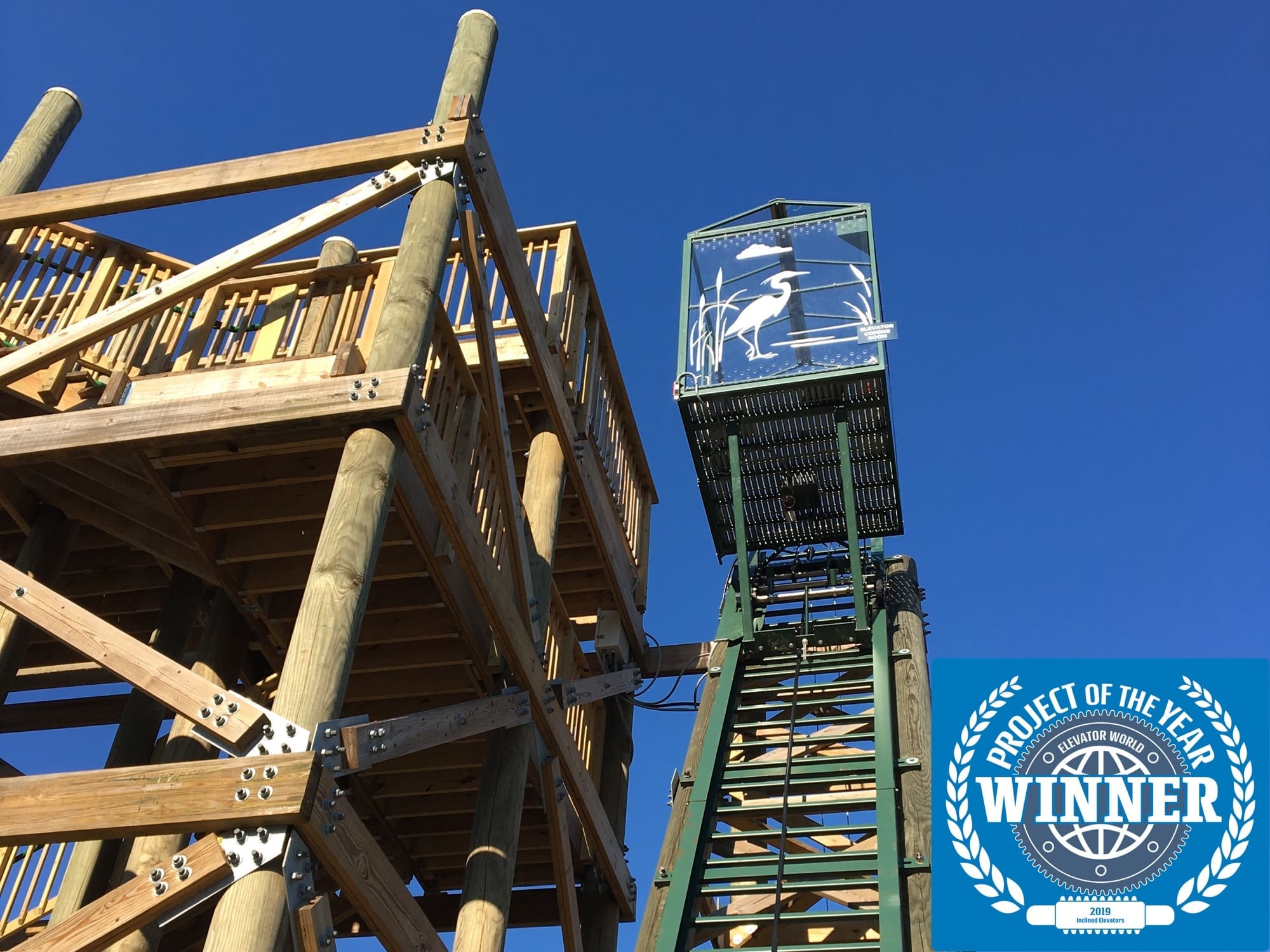 Outdoor elevator on observation tower at Maryland state park - 2019 project of the year award winner