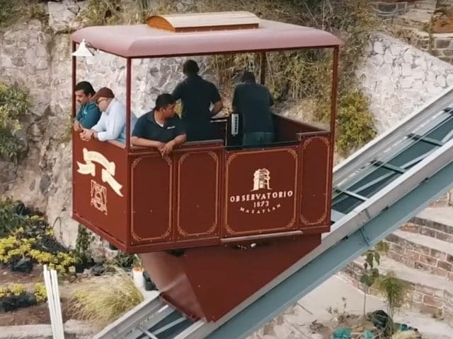 Inclined Elevator Cab at Observatorio 1873 in Mazatlan Mexico by Hill Hiker Inc