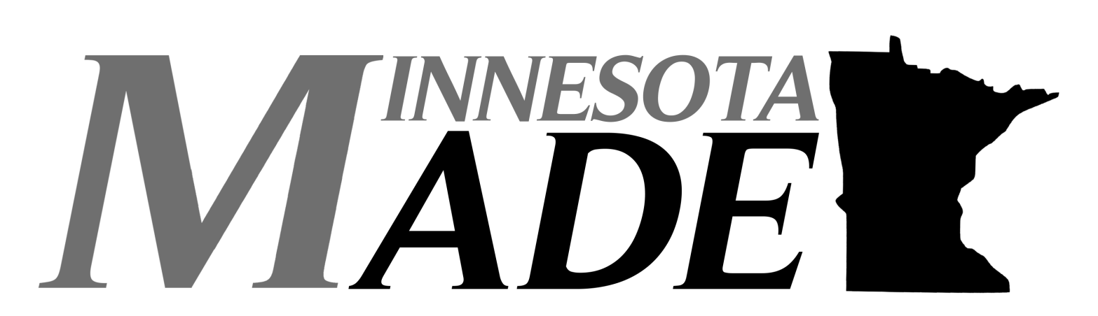 Minnesota Made podcast logo with name and state outline