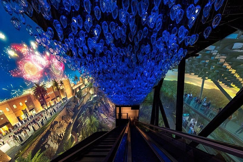 Saudi Arabia pavilion expo 2020 inclined elevator hoistway