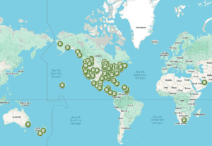 Map of Hill Hiker inclined elevator tram & lift installations and open projects locations as of Jan 2026