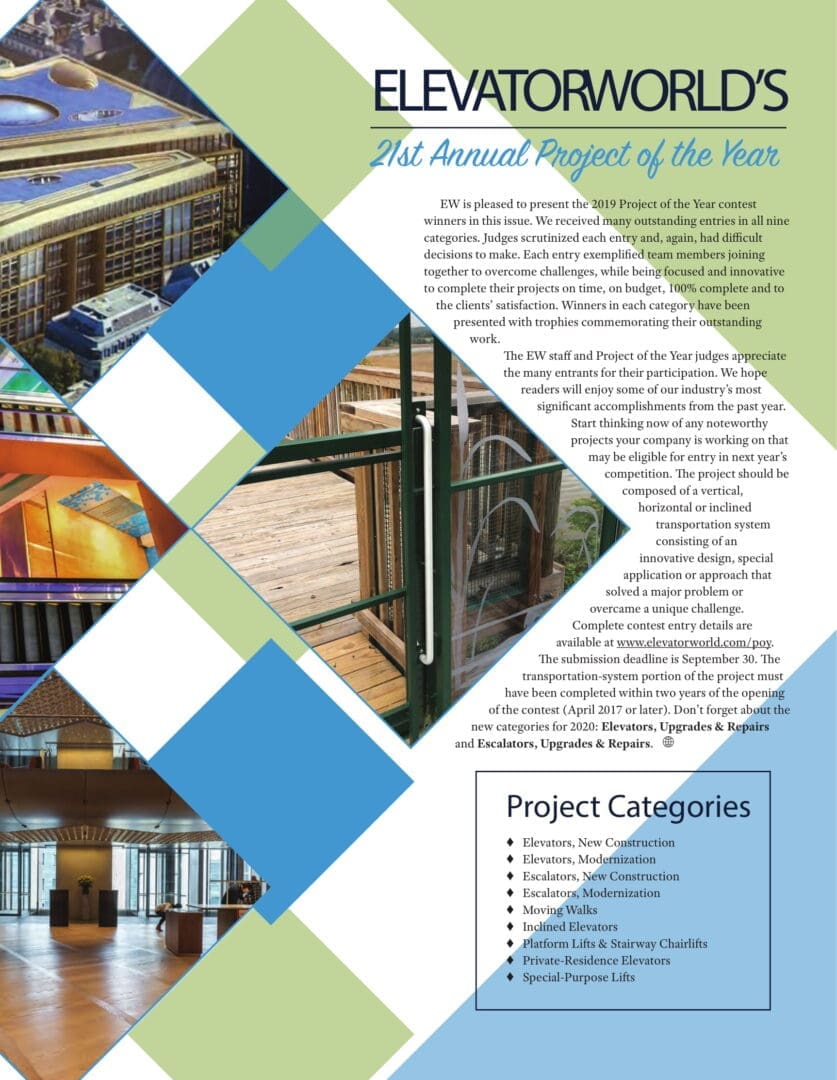 Elevator World 2019 Project of the Year Awards Article Page Featuring Hill Hiker