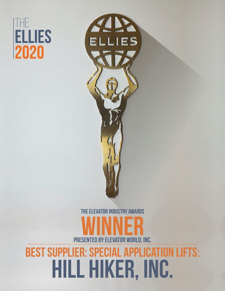 Elevator World 2020 Ellies award winner for best supplier: special application lifts - Hill Hiker