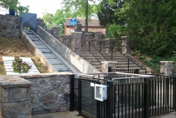 ADA compliant handicap access funicular lift at a state park Arkansas