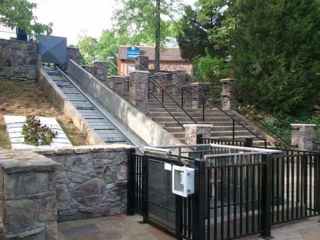 ADA compliant handicap access funicular lift at a state park Arkansas