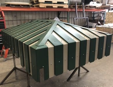 Hill Hiker custom made sheet metal tram cab canopy roof