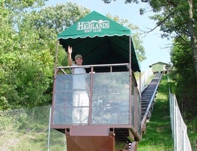 Hill Hiker Outdoor Tram Elevator with custom fabric canopy roof system