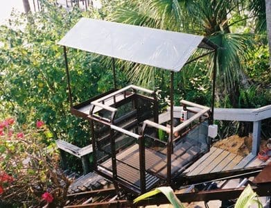 Hill Hiker incline tram car with polycarbonate canopy roof