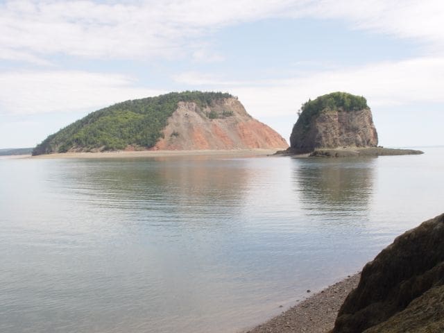 View looking out over the Bay of Fundy form the solar powered Hill Hiker personal funicular system