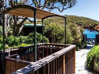 Custom Malibu funicular with IPE hardwood roof and wall paneling